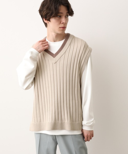 JUNRED(ジュンレッド)の「ライン配色Vネックベスト(ベスト・メンズ・ベージュ/ブルー系その他4・FREE)」の11枚目の写真