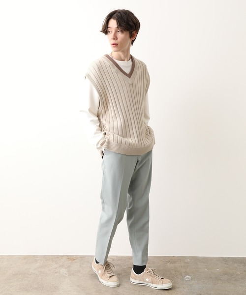 JUNRED(ジュンレッド)の「ライン配色Vネックベスト(ベスト・メンズ・ベージュ/ブルー系その他4・FREE)」の10枚目の写真