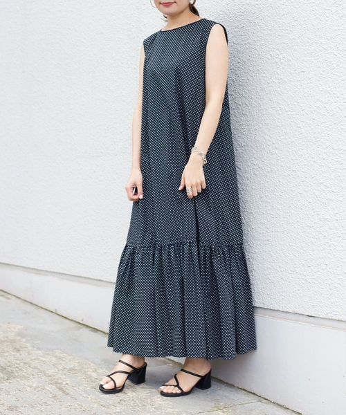 PrimaryNavyLabel コットンティアードノースリーブワンピース セール】PrimaryNavyLabel:コットンティアードノースリーブ