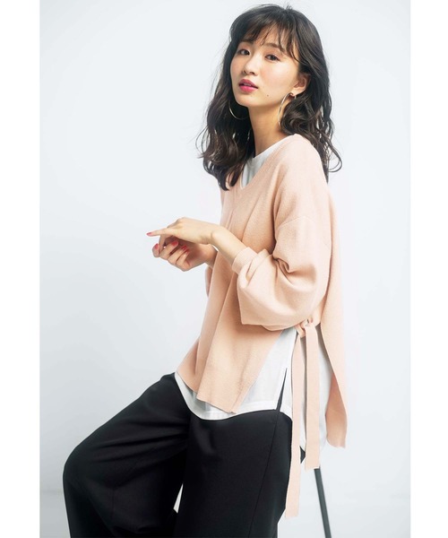 GeeRA(ジーラ)の「サイドスリット&リボンニット(ニット/セーター・レディース・ベージュ/ブルー/ラベンダー/グリーン・XX-LARGE/LARGE/X-LARGE/MEDIUM)」の10枚目の写真