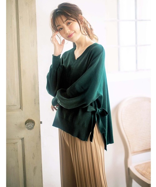 GeeRA(ジーラ)の「サイドスリット&リボンニット(ニット/セーター・レディース・ベージュ/ブルー/ラベンダー/グリーン・XX-LARGE/LARGE/X-LARGE/MEDIUM)」の11枚目の写真