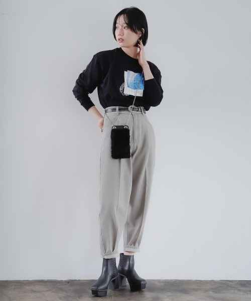 PAGEBOY（ページボーイ）の「レコードグラフィックロンTシャツ /プリントロンT（Tシャツ/カットソー・レディース・ブラック/オフホワイト・FREE）」の4枚目の写真