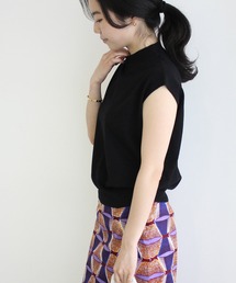 ADAM ET ROPE' | シルクポリエステルフレンチスリーブプルオーバー(ニット/セーター)