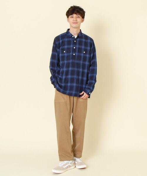 coen(コーエン)の「ダブルガーゼチェックプルオーバーシャツ(シャツ/ブラウス・メンズ・ネイビー/ホワイト・SMALL/MEDIUM/LARGE/X-LARGE)」の3枚目の写真
