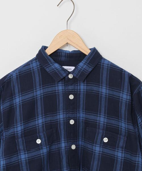coen(コーエン)の「ダブルガーゼチェックプルオーバーシャツ(シャツ/ブラウス・メンズ・ネイビー/ホワイト・SMALL/MEDIUM/LARGE/X-LARGE)」の5枚目の写真