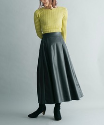 prose verse | バックウエストゴム エコレザーロングフレアスカート(スカート)