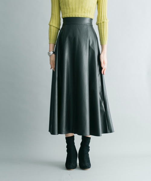 prose verse（プロズヴェール）の「フェイクレザーロングフレアスカート（スカート・レディース・ブラック/グレー/アイボリー/ブラウン・ﾌﾘ-）」の22枚目の写真