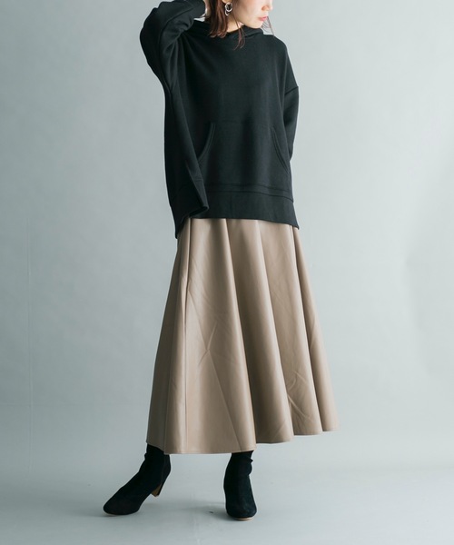 prose verse（プロズヴェール）の「フェイクレザーロングフレアスカート（スカート・レディース・ブラック/グレー/アイボリー/ブラウン・ﾌﾘ-）」の13枚目の写真