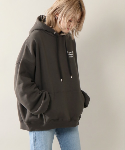 notch.（ノッチ）の「裏起毛カラフルキャンバスフーディ（パーカー・レディース・ダークグレー/オフホワイト・M）」の2枚目の写真