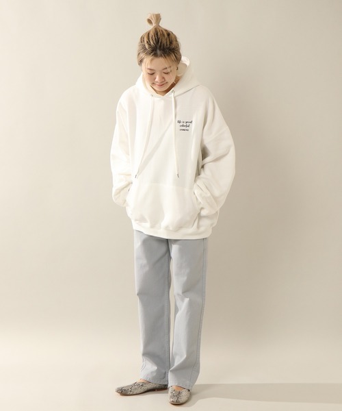 notch.（ノッチ）の「裏起毛カラフルキャンバスフーディ（パーカー・レディース・ダークグレー/オフホワイト・M）」の9枚目の写真