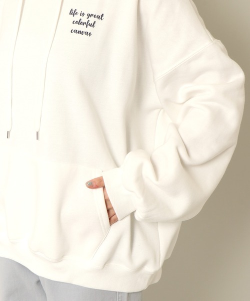 notch.（ノッチ）の「裏起毛カラフルキャンバスフーディ（パーカー・レディース・ダークグレー/オフホワイト・M）」の5枚目の写真