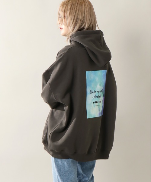 notch.（ノッチ）の「裏起毛カラフルキャンバスフーディ（パーカー・レディース・ダークグレー/オフホワイト・M）」の17枚目の写真