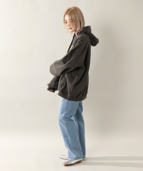 notch.（ノッチ）の「裏起毛カラフルキャンバスフーディ（パーカー・レディース・ダークグレー/オフホワイト・M）」の14枚目の写真