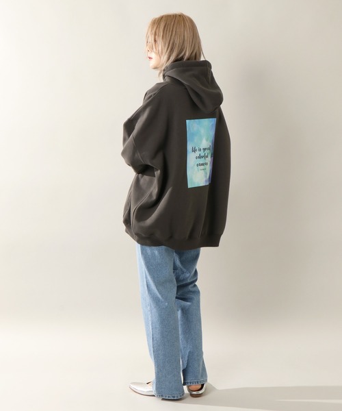 notch.（ノッチ）の「裏起毛カラフルキャンバスフーディ（パーカー・レディース・ダークグレー/オフホワイト・M）」の13枚目の写真