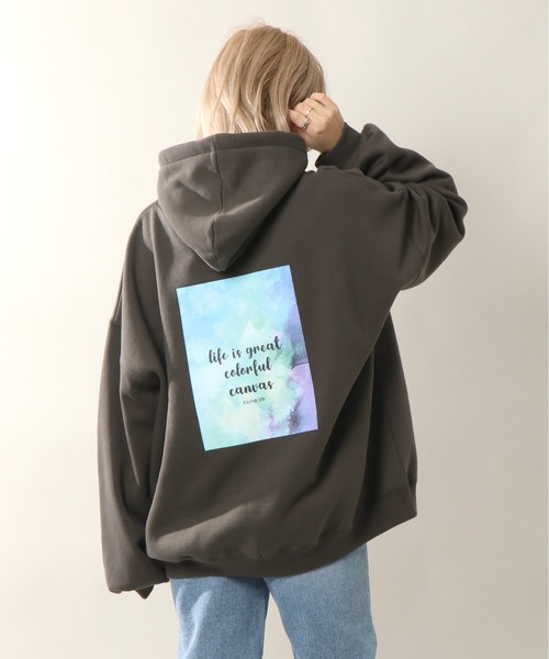 notch.（ノッチ）の「裏起毛カラフルキャンバスフーディ（パーカー・レディース・ダークグレー/オフホワイト・M）」の16枚目の写真