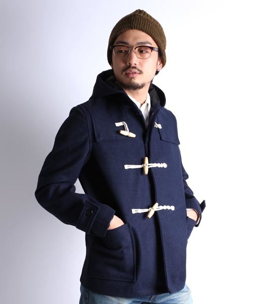 Denime（ドゥニーム）の「MELTON MIDLLE DUFFLE COAT（ダッフルコート・メンズ・ブラック/グレー/ベージュ/ネイビー/ワイン・MEDIUM/LARGE/SMALL）」の4枚目の写真