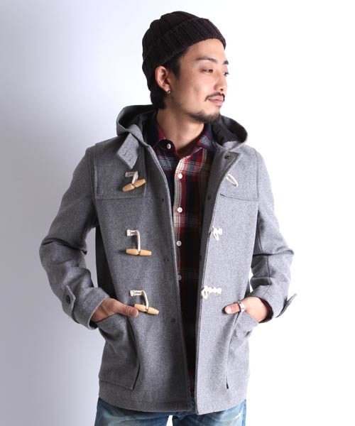 Denime（ドゥニーム）の「MELTON MIDLLE DUFFLE COAT（ダッフルコート・メンズ・ブラック/グレー/ベージュ/ネイビー/ワイン・MEDIUM/LARGE/SMALL）」の2枚目の写真