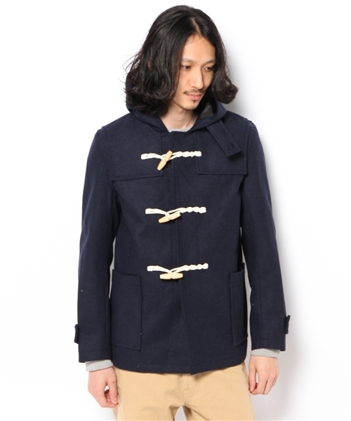 Denime（ドゥニーム）の「MELTON MIDLLE DUFFLE COAT（ダッフルコート・メンズ・ブラック/グレー/ベージュ/ネイビー/ワイン・MEDIUM/LARGE/SMALL）」の6枚目の写真