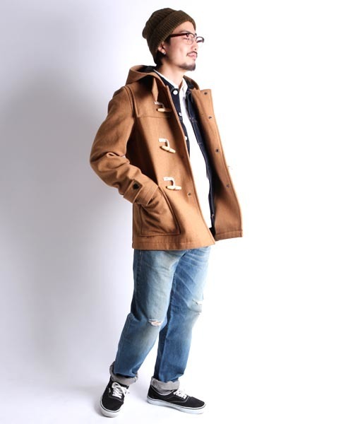 Denime（ドゥニーム）の「MELTON MIDLLE DUFFLE COAT（ダッフルコート・メンズ・ブラック/グレー/ベージュ/ネイビー/ワイン・MEDIUM/LARGE/SMALL）」の17枚目の写真