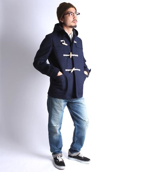 Denime（ドゥニーム）の「MELTON MIDLLE DUFFLE COAT（ダッフルコート・メンズ・ブラック/グレー/ベージュ/ネイビー/ワイン・MEDIUM/LARGE/SMALL）」の18枚目の写真