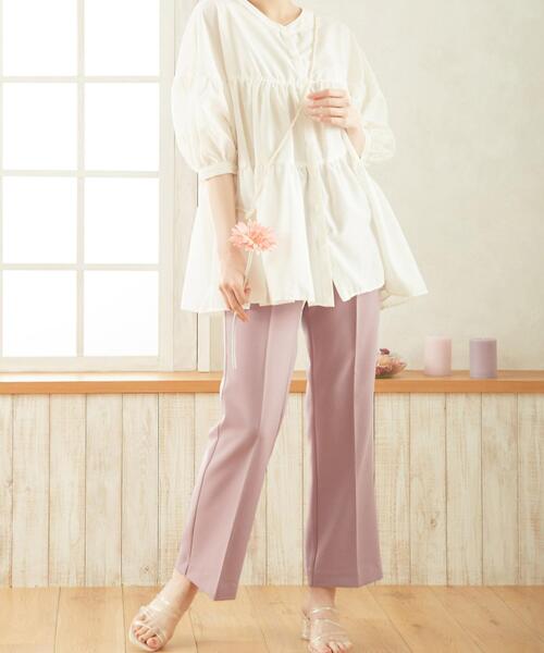 INGNI（イング）の「セミフレアセンタープレスパンツ／SETUP対応（その他パンツ・レディース・ブルー/オレンジ/ミント/ピンク/ライトベージュ/アイボリー/ブラック・FREE）」の6枚目の写真