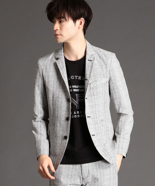 NICOLE CLUB FOR MEN（ニコルクラブフォーメン）の「シアサッカーデザインジャケット（テーラードジャケット・メンズ・ホワイト/グレー/チャコールグレー・X-LARGE/LARGE/XX-LARGE/MEDIUM）」の2枚目の写真