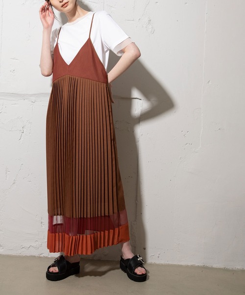 MARECHAL TERRE 洗える プリーツコンビネーション キャミワンピ MARECHAL TERRE 洗える プリーツコンビネーション キャミワンピ