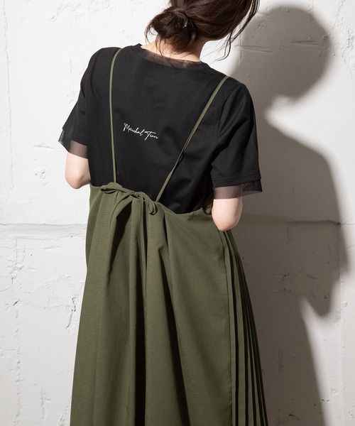 MARECHAL TERRE 洗える プリーツコンビネーション キャミワンピ