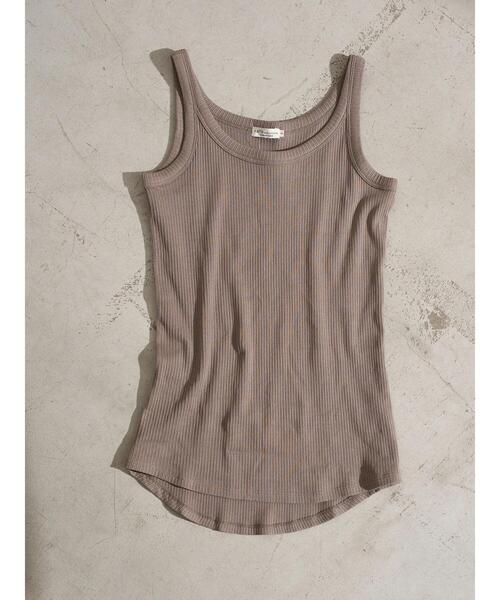 earth music&ecology（アースミュージックアンドエコロジー）の「チェーン柄リブタンクトップ ＊（タンクトップ・レディース・グレイッシュベージュ/ブラック/アイボリー/ピンクベージュ・M/S）」の7枚目の写真