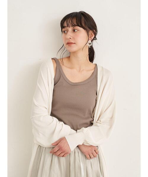 earth music&ecology（アースミュージックアンドエコロジー）の「チェーン柄リブタンクトップ ＊（タンクトップ・レディース・グレイッシュベージュ/ブラック/アイボリー/ピンクベージュ・M/S）」の17枚目の写真