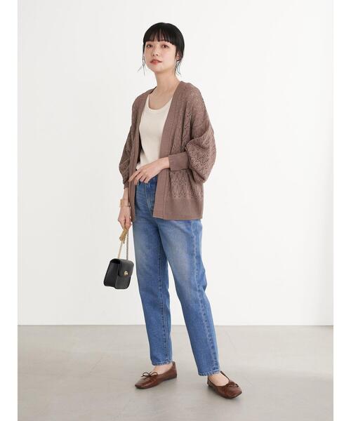 earth music&ecology（アースミュージックアンドエコロジー）の「チェーン柄リブタンクトップ ＊（タンクトップ・レディース・グレイッシュベージュ/ブラック/アイボリー/ピンクベージュ・M/S）」の22枚目の写真