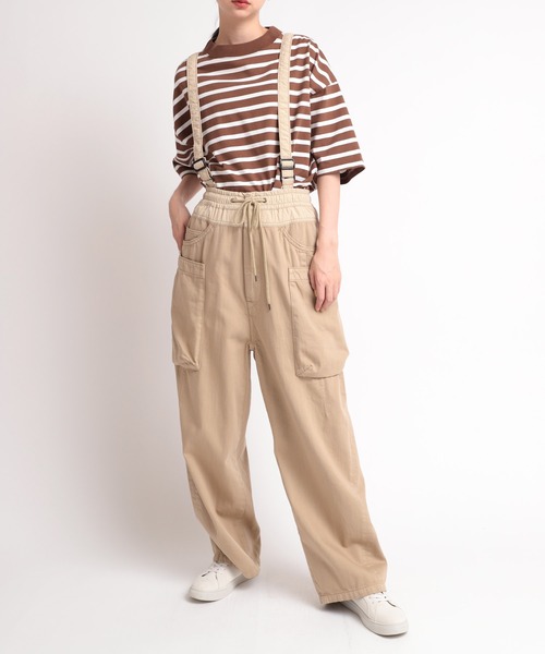 RNA-N（アールエヌエーエヌ）の「R3836 ベランピングサスペンダーパンツ【URCH】（カーゴパンツ・レディース・ライトベージュ/オリーブ/ワンウォッシュ・MEDIUM）」の20枚目の写真