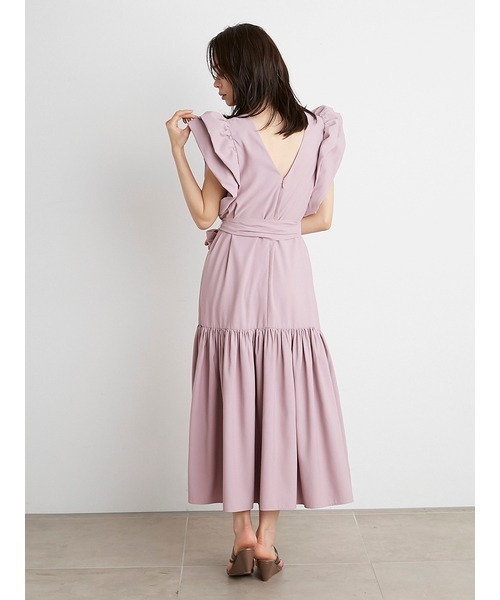 SNIDEL（スナイデル）の「Sustainableタフタロングボリュームワンピース（ワンピース・レディース・アイボリー/ピンク/ブラック・0/1）」の10枚目の写真