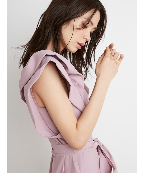 snidel フリル付きパープルロングワンピース SNIDEL SALE60%OFF スナイデル ワンピース 25春夏 Vネック