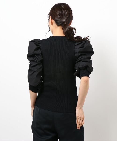 BLUEEAST（ブルーイースト）の「異素材パワーショルダー半袖トップス（Tシャツ/カットソー・レディース・ホワイト/グレー/ブラック系/ブラック/イエロー・MEDIUM）」の6枚目の写真