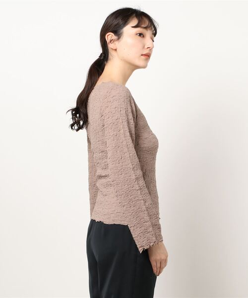 CONSCIOUS DAY（コンシャスデイ）の「シャーリングカット長袖トップス/AC1002（Tシャツ/カットソー・レディース・ベージュ/ブラウン/パープル・ﾌﾘ-）」の5枚目の写真