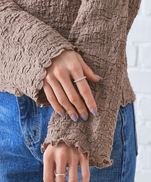 CONSCIOUS DAY（コンシャスデイ）の「シャーリングカット長袖トップス/AC1002（Tシャツ/カットソー・レディース・ベージュ/ブラウン/パープル・ﾌﾘ-）」の15枚目の写真