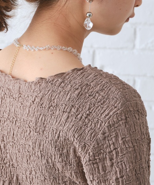 CONSCIOUS DAY（コンシャスデイ）の「シャーリングカット長袖トップス/AC1002（Tシャツ/カットソー・レディース・ベージュ/ブラウン/パープル・ﾌﾘ-）」の8枚目の写真