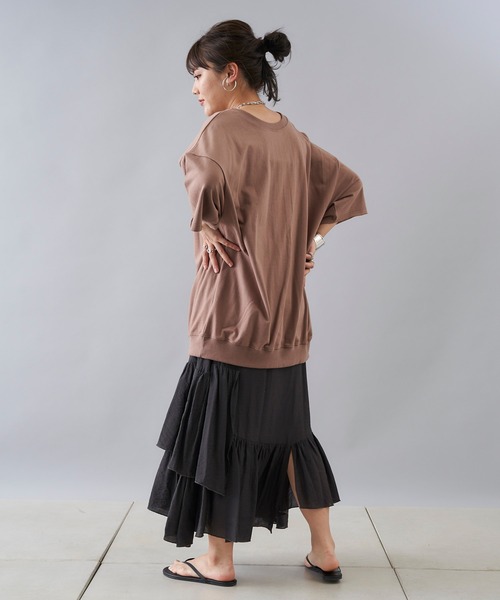 DouDou（ドゥドゥ）の「ティアードスカート（スカート・レディース・ホワイト/チャコールグレー・FREE）」の9枚目の写真