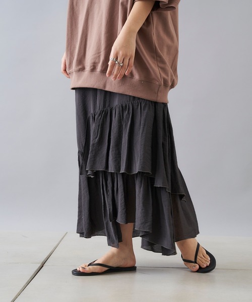 DouDou（ドゥドゥ）の「ティアードスカート（スカート・レディース・ホワイト/チャコールグレー・FREE）」の15枚目の写真