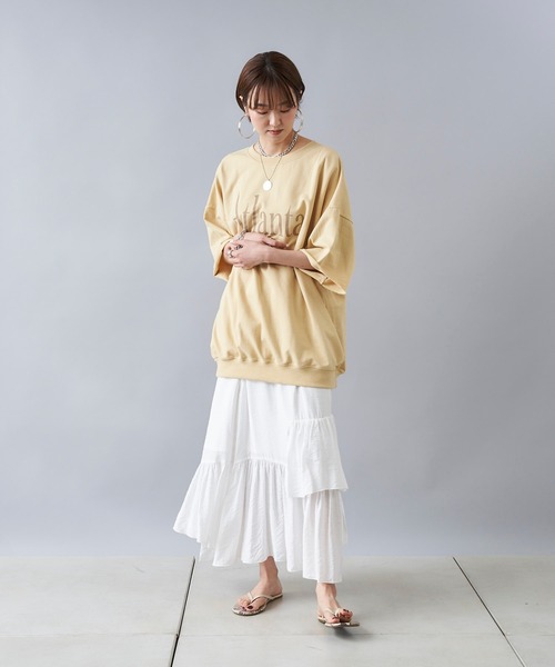 DouDou（ドゥドゥ）の「ティアードスカート（スカート・レディース・ホワイト/チャコールグレー・FREE）」の6枚目の写真