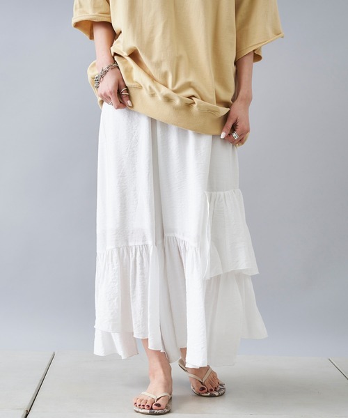 DouDou（ドゥドゥ）の「ティアードスカート（スカート・レディース・ホワイト/チャコールグレー・FREE）」の10枚目の写真