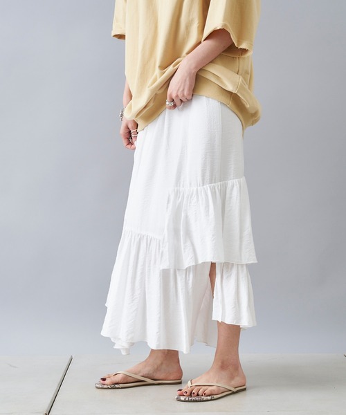 DouDou（ドゥドゥ）の「ティアードスカート（スカート・レディース・ホワイト/チャコールグレー・FREE）」の16枚目の写真