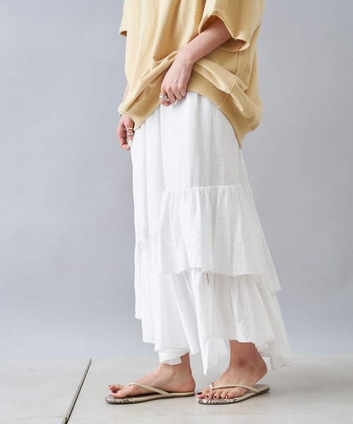 DouDou（ドゥドゥ）の「ティアードスカート（スカート・レディース・ホワイト/チャコールグレー・FREE）」の8枚目の写真