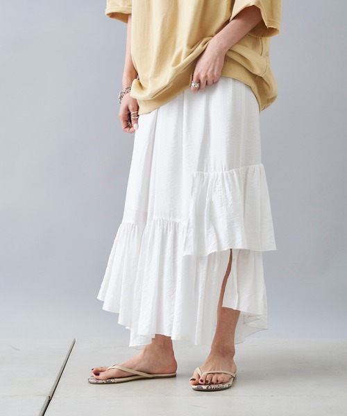 DouDou（ドゥドゥ）の「ティアードスカート（スカート・レディース・ホワイト/チャコールグレー・FREE）」の12枚目の写真