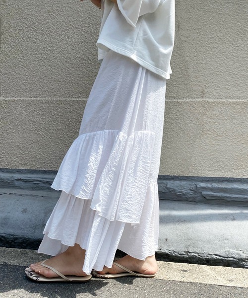 DouDou（ドゥドゥ）の「ティアードスカート（スカート・レディース・ホワイト/チャコールグレー・FREE）」の22枚目の写真