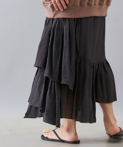 DouDou（ドゥドゥ）の「ティアードスカート（スカート・レディース・ホワイト/チャコールグレー・FREE）」の20枚目の写真