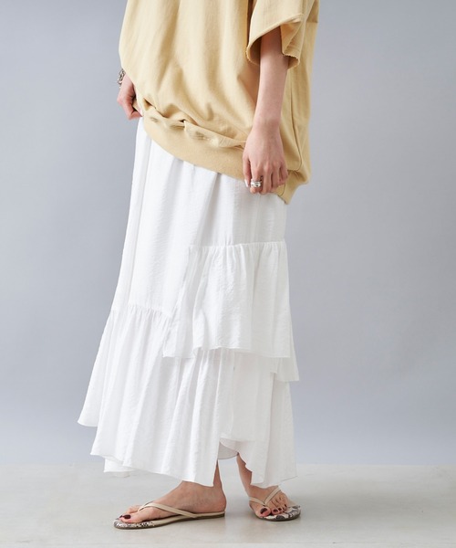 DouDou（ドゥドゥ）の「ティアードスカート（スカート・レディース・ホワイト/チャコールグレー・FREE）」の21枚目の写真