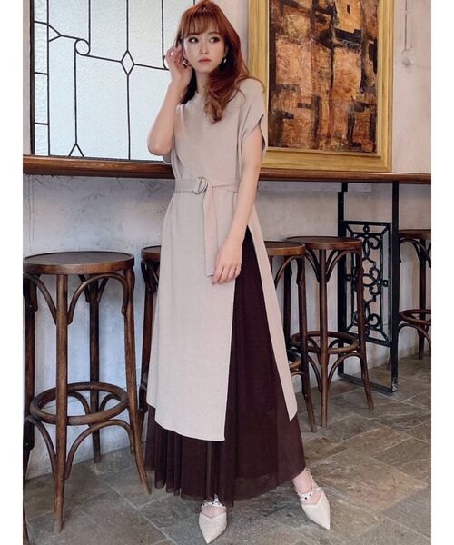 RESEXXY（リゼクシー）の「サイドスリットロングニットワンピース（ワンピース・レディース・ブラック/ベージュ/アイボリー・FREE）」の4枚目の写真