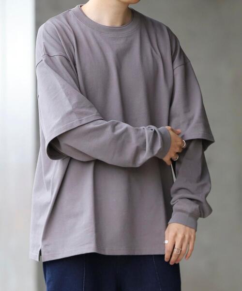 coen by Mr.SZK（コーエンバイミスタースズキ）の「フェイクレイヤードビッグＴシャツ【coen × Mr.SZK】（Tシャツ/カットソー・メンズ・ホワイト/グレー/ブラック・LARGE/MEDIUM/SMALL/X-LARGE）」の3枚目の写真